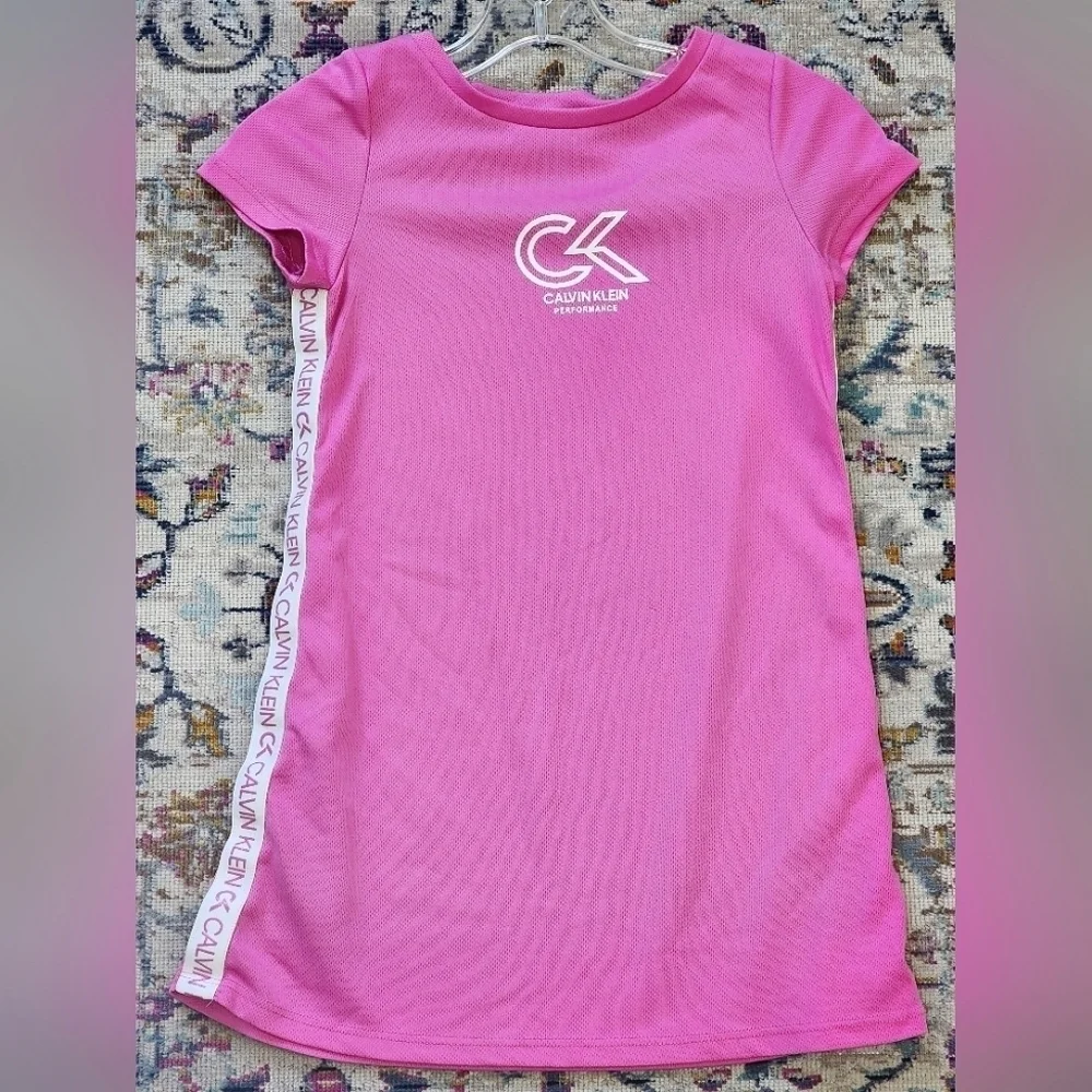 Calvin Klein Girl's Pink Midi Shirt Dress, sz SM (7)